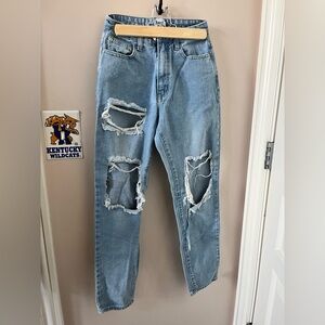 Princess Polly Straight Leg High Wasted Distressed Women’s Jeans Size 0